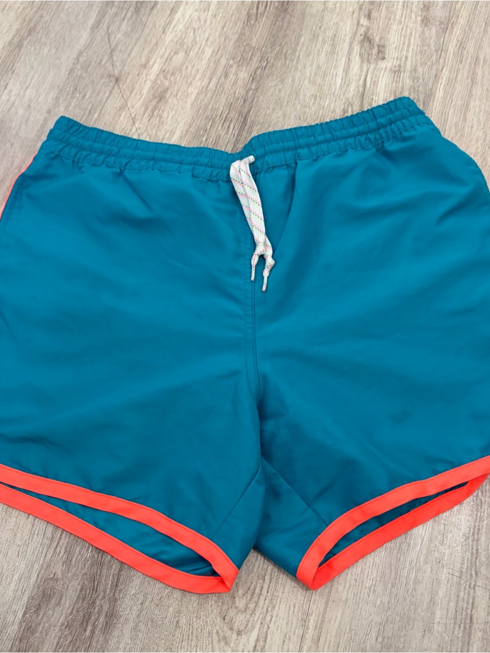 Chubbies Swim Trunks Mens L Teal Orange Trim Retro Mesh Lined Board Shorts 5”